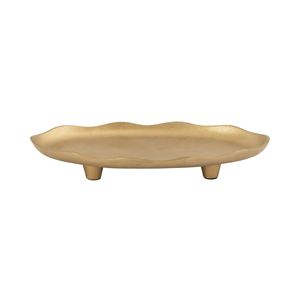 Bandeja de Servir de Metal Dorado de Lujo al por Mayor, Plato para Hotel con Bordes Ondulados Elegantes y Orgánicos, Decoración Moderna para el Hogar - Product Image 1