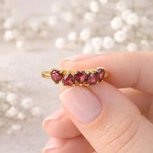 Handmade Red <b>Garnet</b> Heart Gemstone <b>Ring</b> Minimalist Promise <b>Ring</b> Sterling <b>Silver</b> Gold Filled Stackable Jewelry for Her - Product Image 4