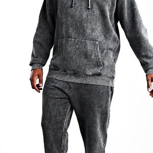 Custom Logo Printed Hooded Vintage Men's Acid Wash Tracksuit <b>Plus</b> <b>Size</b> <b>Jogger</b> <b>Set</b> 100% Cotton Fleece for Winter Season - Product Image 4