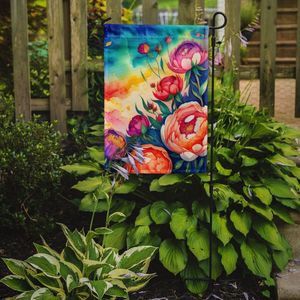 Drapeau de jardin de pivoines multicolores Bannière de boîte aux lettres décorative pour patio et cour Illustration pour parterres de fleurs - Product Image 2