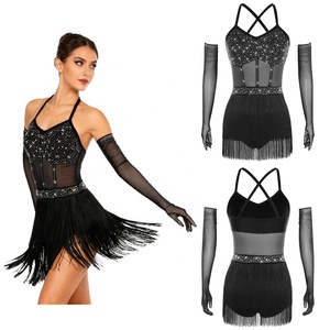 Traje de Baile Latino <span class=keywords><strong>para</strong></span> Mujer, con Guantes Largos, <span class=keywords><strong>para</strong></span> Competencias, Fiestas, <span class=keywords><strong>Tango</strong></span>, Baile de Salón, Gimnasia - Product Image 2