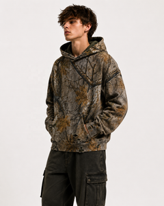 Pull à capuche en polaire tricoté pour homme, motif camouflage numérique, écologique, avec poches, poids lourd 350g, séchage rapide, pour l'extérieur - Product Image 3