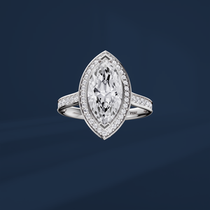 Anillo de compromiso de platino para mujer con diamante de corte marquesa de 2 quilates, estilo clásico con halo y diamantes laterales, certificado por GIA - Product Image 2