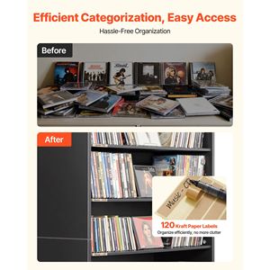 7 Tier Media <b>Storage</b> Cabinet 27.56 X 11.81 X 55.12 Organizer for CDs DVDs Books DVD Shelf Bookcase - Product Image 5
