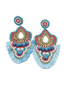 Pendientes de secuencia de joyería de moda Rojo en color dorado De La India Pendientes hechos a mano para mujeres y niñas de la India - Product Image 5