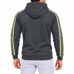 SINEWY SPORTS Men's Zip-Up Hooded Sweatshirt Regular Fit Dark Gray Olive Green Sleeve Pocket Breathable Eco-Friendly Winter - Product Image 2