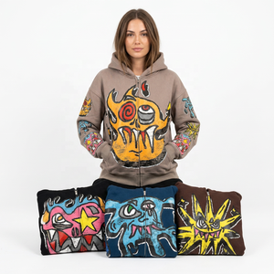 Sweat-shirt unisexe à capuche zippé, tricoté, uni, 100 % polyester, sportif, 240 g, respirant, écologique, multi-poches, coupe classique, idéal printemps - Product Image 3