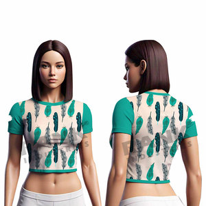 Camisetas cortas elegantes para mujer, ropa informal a la moda, camisetas cortas ajustadas para mujer en venta - Product Image 3