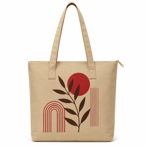 300gsm Khaki <b>Canvas</b> <b>Tote</b> Bag Zipper Closure Cotton Shopping Bag 20x18x3 Custom Logo Eco Friendly Reusable Large Polyester Lining - Product Image 1