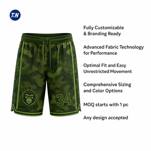 Shorts de basket personnalisés 100% polyester, imprimés par transfert thermique, séchage rapide, antibactériens, respirants, unisexe adulte - Product Image 4