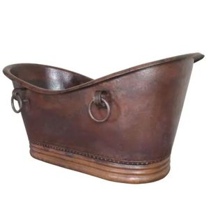 Indian Home Crafts Antique <b>Metal</b> Freestanding Oval <b>Bathtub</b> Vintage Style Soaking Tub Without Lid - Product Image 3