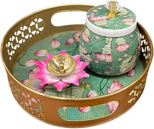 Modern Metal Pichwai <b>Jar</b> with Tray Traditional Design Elegant <b>Decorative</b> Storage Container for Home Decor and Festive Use - Product Image 2