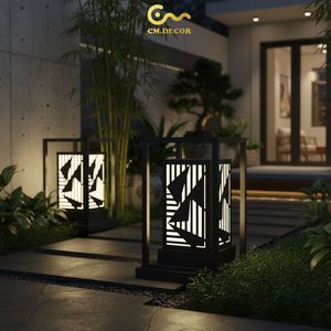 Lámpara de Pared Decorativa Cuadrada Moderna para Exteriores, Iluminación para Patio de Resort, Acero Inoxidable, CA 200V, E27, IP65, Negra - Product Image 6