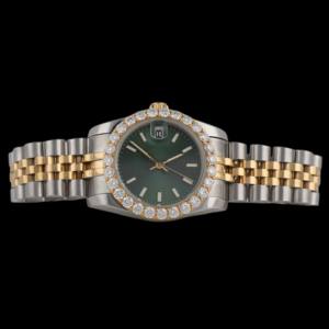 นาฬิกาคอลเลคชั่นพรีเมียมสำหรับผู้ชาย ดีไซน์แฟชั่นคุณภาพสูง หน้าปัดสีเขียวประดับเพชรโมอิสซาไนต์ควอตซ์ปรับแต่งได้ พร้อมฟังก์ชั่นวันที่อัตโนมัติ เหมาะสำหรับงานปาร์ตี้ - Product Image 1