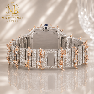 นาฬิกาข้อมือควอตซ์เพชรหรูหราสำหรับผู้หญิง MB ETERNAL ตัวเรือนทรงสี่เหลี่ยมผืนผ้า สายสีโรสโกลด์ หน้าปัดตัวเลขโรมัน กระจกแซฟไฟร์ แสดงผลแบบอนาล็อก - Product Image 5