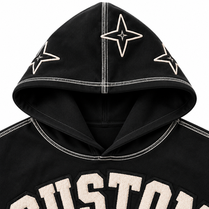 Sudadera con Capucha Personalizada de Felpa Francesa Bordada, Unisex, Oversize, Negra, Estilo Urbano, con Bolsillo Frontal, Manga Regular, Secado Rápido - Product Image 4