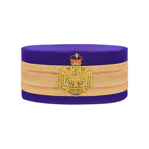 <b>Purple</b> Silk With Gold Braid Scottish Rite Crown Cap <b>Purple</b> Velvet Gold Eagle Embroidered Regalia <b>Hat</b> - Product Image 1