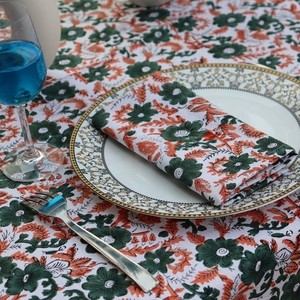 Vintage Indian Floral Block Print Premium Quality Handmade Cotton <b>Tablecloth</b> <b>Square</b> Covers Napkin/Placemat/Runner Modern Party - Product Image 3