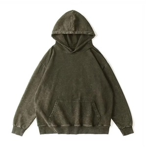 Sweat-shirt à capuche vintage marron délavé pour homme, en molleton épais, coupe oversize, style streetwear hip-hop, anti-boulochage - Product Image 4