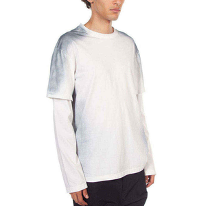 เสื้อยืดคุณภาพดีสั่งทำพิเศษสไตล์วินเทจสองชั้น ผู้ผลิต OEM แบบเรียบด้านหน้า แต่งลายขาดๆ แบบดิจิทัล พิมพ์ลายขนาดใหญ่ แขนยาว - Product Image 5
