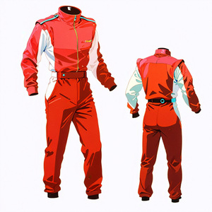 Combinaison de course moto unisexe Guruna rouge, blanc et bleu à manches longues en polyester, séchage rapide, respirante, avec blocs de couleur sur le devant pour le motocross - Product Image 6