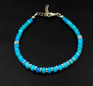 HAYAAT GEMS Natural Blue Ethiopian Opal Beads Silver Plated Luxury Unisex Beaded Bracelet Multi <b>Fire</b> Gemstone Jewelry - Product Image 5