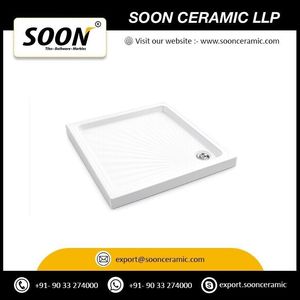 Base de Ducha Cuadrada Moderna de Acrílico Blanco Empotrada con Drenaje Automático para Baños de Hoteles y Villas - Product Image 2