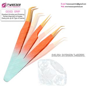 Pinces à épiler professionnelles de haute qualité à deux tons pour extensions de cils, logo personnalisé, pointe en fibre, pinces à épiler pour cils avec emballage - Product Image 5