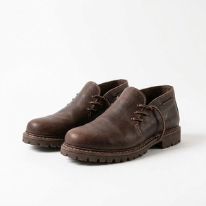 Zapatos para caminar de cuero genuino marrón para hombre, botines informales con cordones y punta redonda, calzado de otoño - Product Image 1