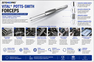 Vital POTTS-SMITH Forceps Delicate <b>Tungsten</b> Carbide Inserts 3600 Teeth Per Square Inch ZETOMEDPRO - Product Image 6