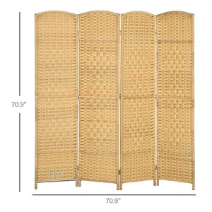 4-Panel 6FT Tall <b>Folding</b> Privacy <b>Screen</b> Traditional Style Wood Partition Freestanding Divider for Home Office Nature Wood - Product Image 3
