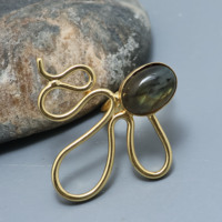 Bague en pierre précieuse labradorite naturelle, plaquée or 18 carats, en laiton, bijoux artisanaux faits à la main, cadeau pour femme pour un anniversaire