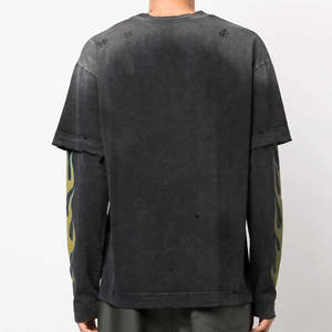 T-shirt Homme Personnalisé Col Rond Manches Longues 220 GSM 100% Coton Coupe Droite Formelle Vierge pour l'Été – Vente en Gros - Product Image 2