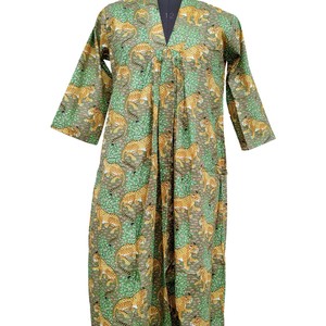 Robe longue trapèze bohème en coton indien à rayures, col en V, respirante, sans manches, smockée, pour femme, usage quotidien - Product Image 4