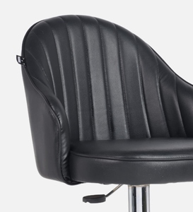 Black Leatherette Contemporary Commercial Bar <b>Stool</b> Swivel Counter Height Cushioned <b>Seat</b> Ergonomic Adjustable Height Metal - Product Image 4