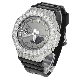 G Sho Collection de montres à quartz Hip Hop Moissanite en cuir de luxe pour lui-Cadeau en vrac - Product Image 1