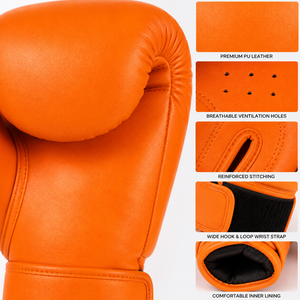 Gants de boxe orange avec une construction robuste pour l'entraînement sur sac de frappe, le sparring, les entraînements de fitness et les exercices actifs en salle de sport - Product Image 6
