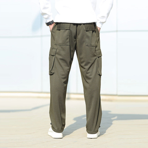 Pantalon cargo pour homme à logo personnalisé, coupe droite, plusieurs poches, taille élastique avec cordon de serrage, décontracté, poids moyen, polyester, OEM, vente chaude - Product Image 5