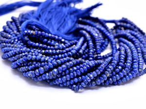 Perles rondes micro-facettées en Lapis Lazuli AAA+ 3mm-4mm, pierres semi-précieuses naturelles bleues pour la création de bijoux - Product Image 2