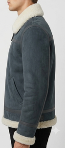 Blouson Bomber Homme en Cuir Véritable Premium avec Fermeture Éclair, Doublure Douce en Fausse Fourrure Polyester, Chaleur Hivernale, Style Streetwear, Séchage Rapide - Product Image 3