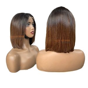 ผมเวียดนามแท้แบบขายส่ง ขนาดสั้น 2x6 สำหรับต่อผมแบบลูกไม้ วิกผมบ๊อบแบบ Double Drawn  ลูกไม้โปร่งใส สีเบอร์กันดีไวน์ สำหรับผู้หญิงผิวสีดำ - Product Image 2