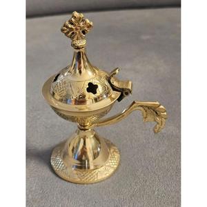 Incensario Religioso Estilo Tibetano, Quemador de Bakhooor de Latón con Cruz en la Parte Superior, Detalles Grabados a Mano, Mejor Precio, Quemador de Incienso Cristiano - Product Image 2