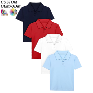 Custom Logo Corporate Apparel Solutions Casual Knitted <b>Compressed</b> Polyester/Cotton Boys Golf Men's White School Shirt for Kids - Product Image 5