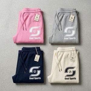 Pink Wide Leg Fleece Sweatpants Women High Waist Drawstring Loose Fit Casual Full Length Solid Color Embroidery Logo Sportwear - Product Image 3