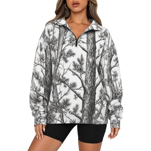 Women’s <b>Light</b> Grey Autumn <b>Leaf</b> Print Half-Zip Sweatshirt Oversized Long Sleeve Quarter-Zip Maple <b>Leaf</b> Pullover Cozy Casual - Product Image 2