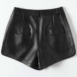 Shorts en cuir décontractés pour femmes, couleur unie, taille mi-haute, respirants, imperméables, avec cordon de serrage, personnalisables en couleur – Vente en gros - Product Image 2