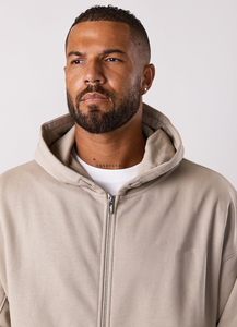Luxury Cotton 500GSM <b>Cropped</b> Zipper Hoodie with Custom 3D Embroidered Logo Black Thick Fleece Heavy Weight <b>Zip</b> <b>up</b> Hoodie for Men - Product Image 6