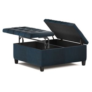 Harrison Distressed Dark Blue <b>Storage</b> Ottoman Coffee Table <b>Stool</b> & Ottoman - Product Image 6