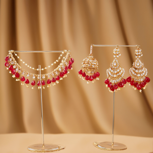 Premium Austrian Stone and Mirror Jhumki with Maangtikka 10575476DP Fashion Jewelry <b>Set</b> - Product Image 3