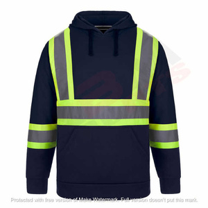 Veste polaire réfléchissante à capuche pour homme, style vêtement de travail, haute visibilité, sweat-shirt de sécurité avec poches, pour l'automne - Product Image 3